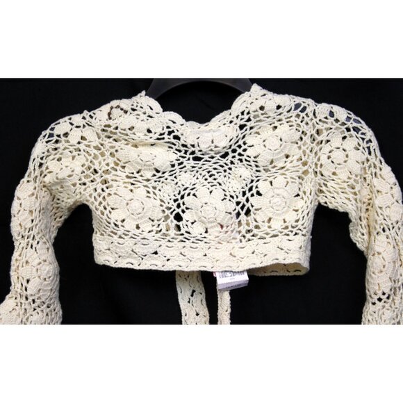 2007 Gymboree Savanna Sunset Crochet Bolero sz 6 Lace Sweater Crop Beaded Tie - Picture 5 of 7